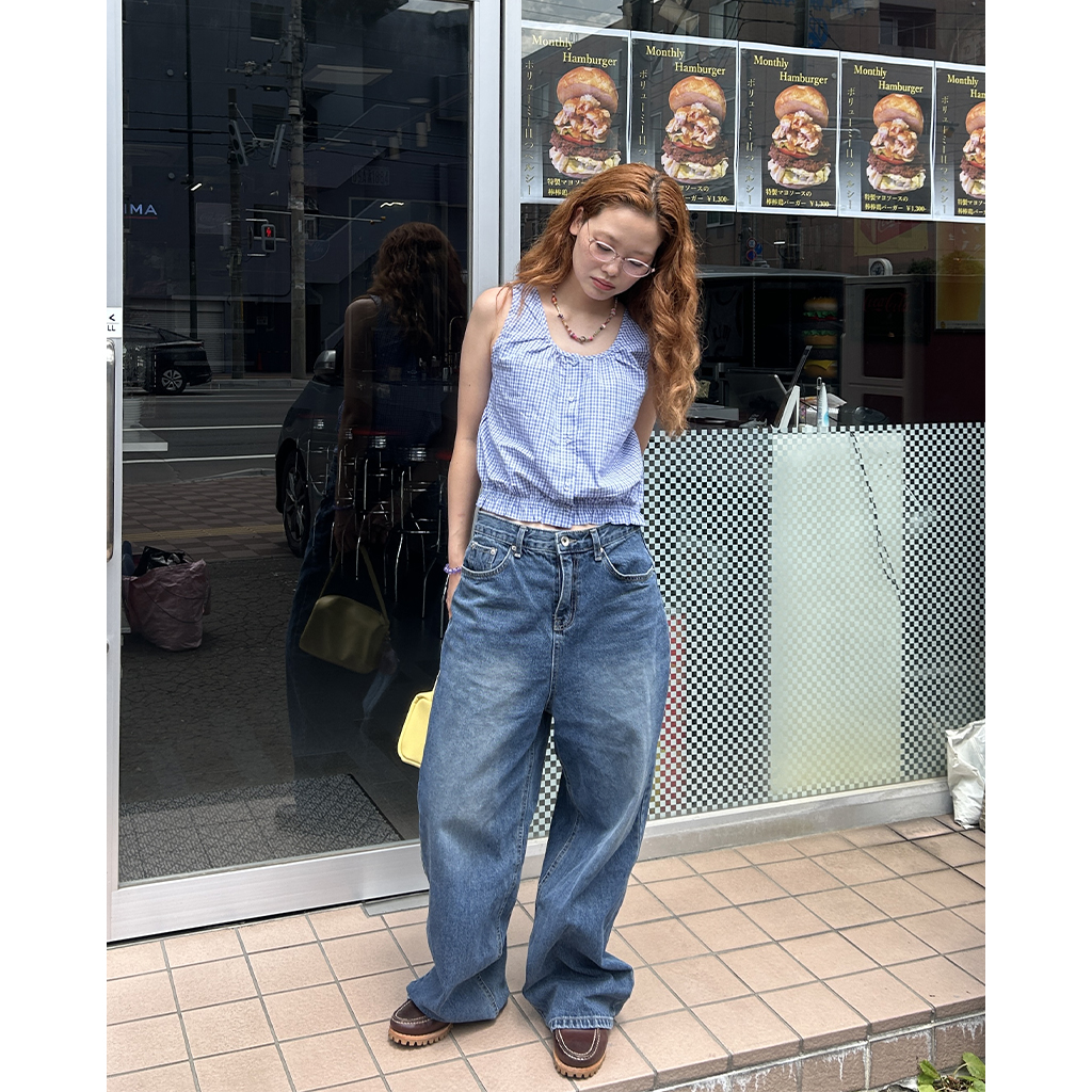 チェックフリルノースリーブブラウス | ファッション通販サイト NUGU