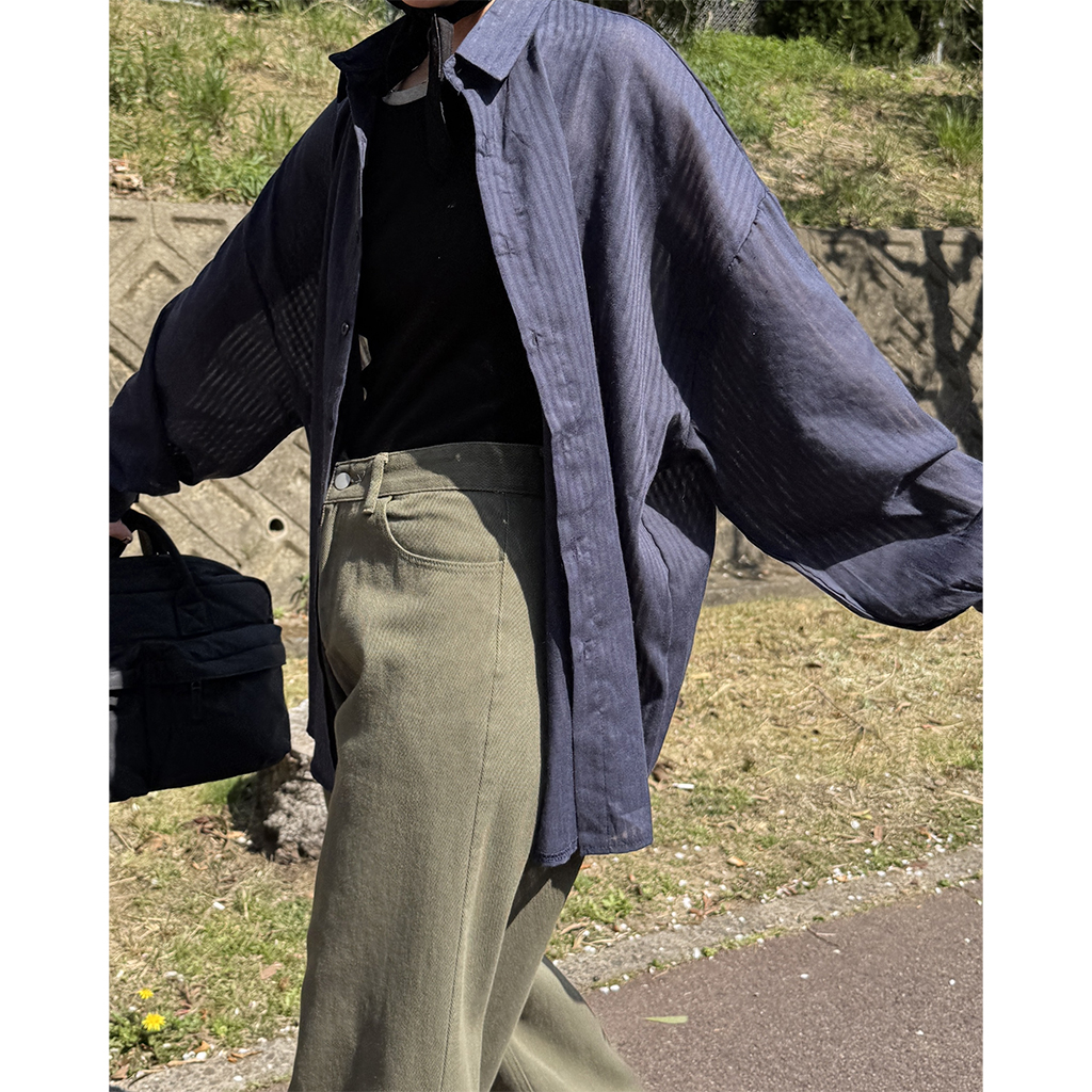 ストライプオーバーフィットサマーシャツ