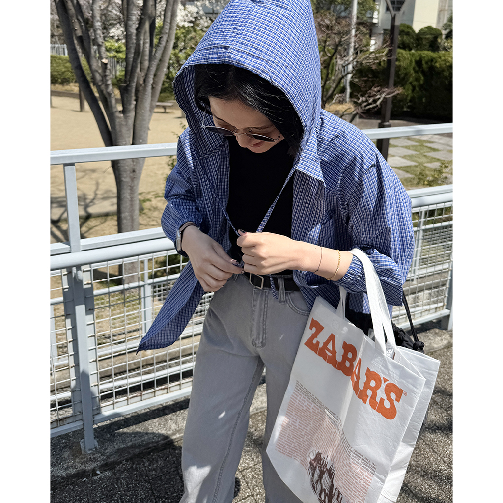 チェックフードパーカー