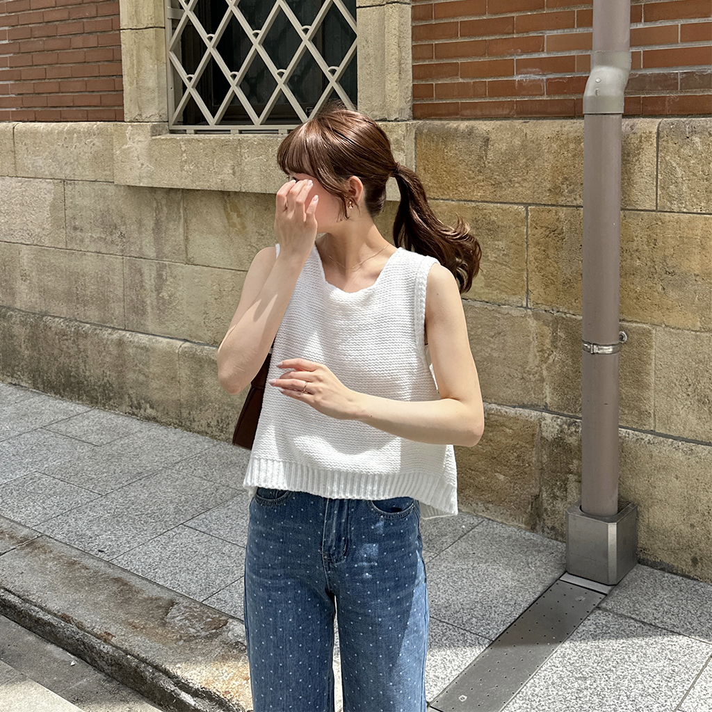 バックリボンノースリーブニット | ファッション通販サイト NUGU