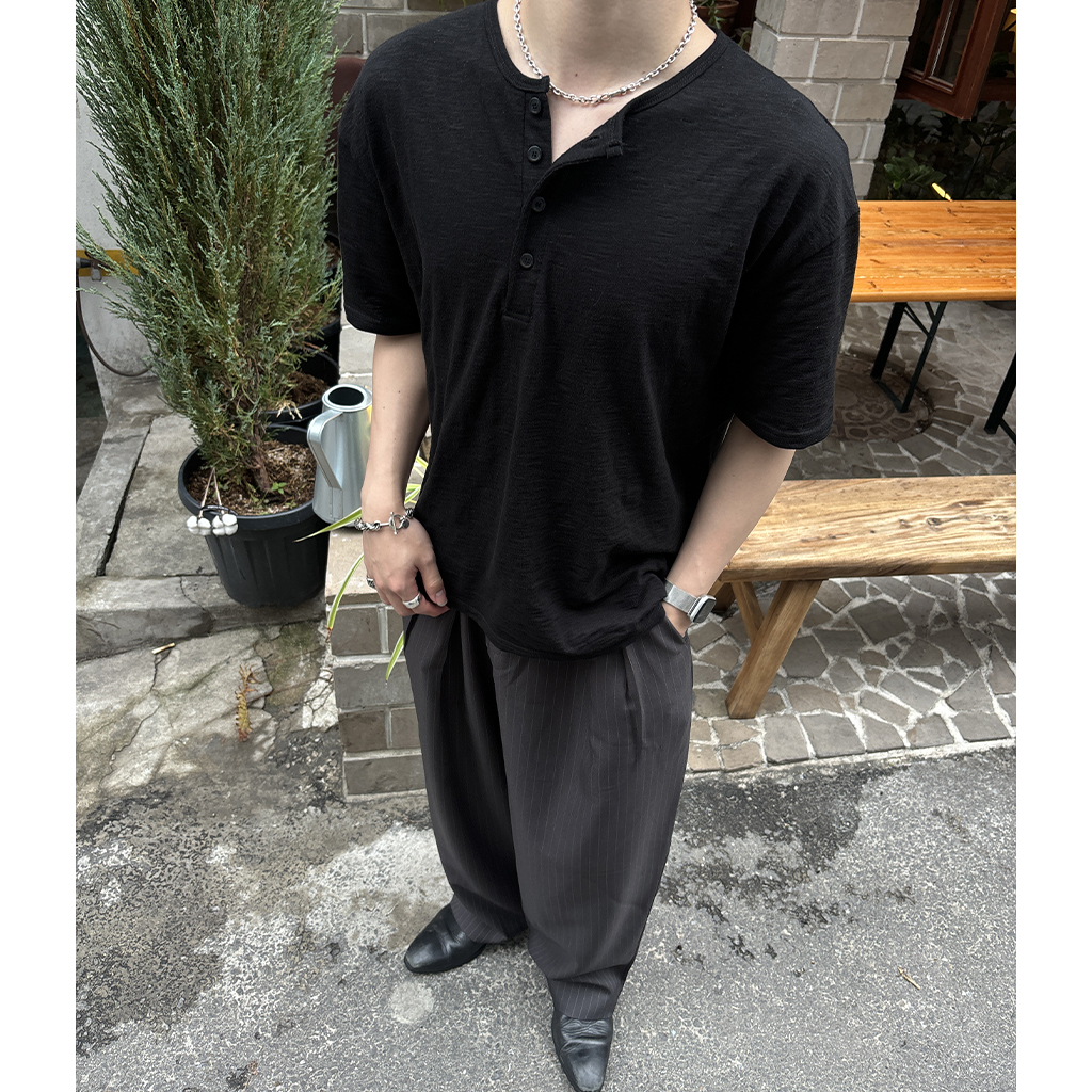 kizukiブラック ヘンリーネック kiryuyrik - 《予約品》 Dolman Henry Neck T-Shirt / ドルマン