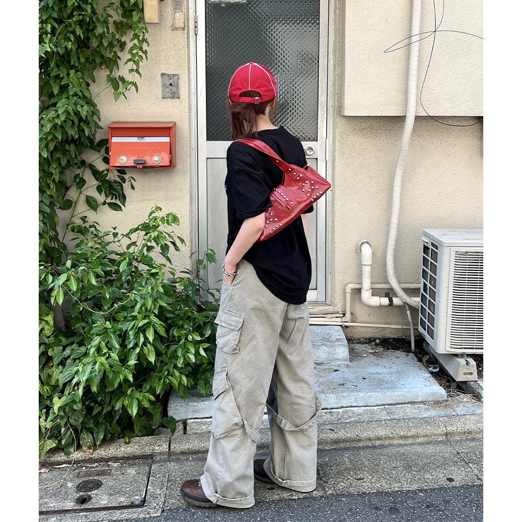 スタッズリボンシェイプショルダーバッグ | ファッション通販