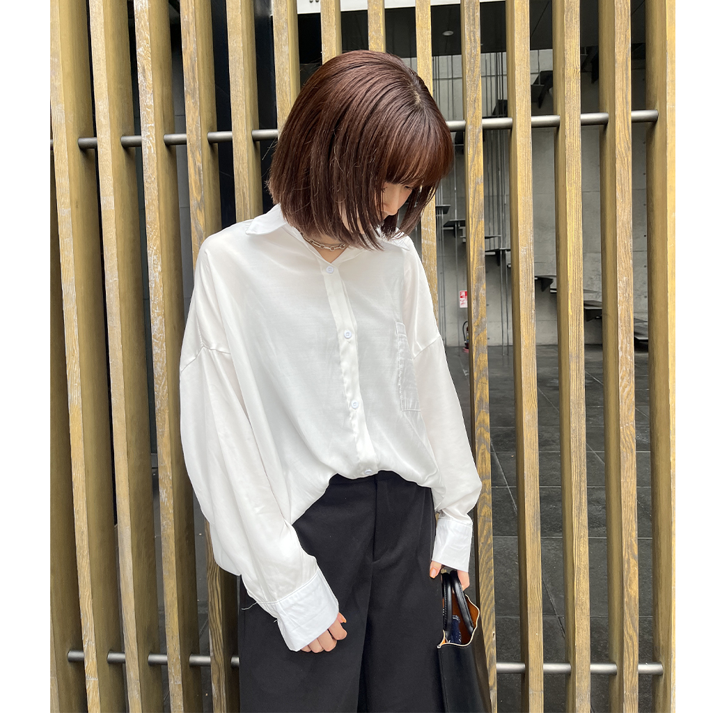 レディース マルチ シルキー ブラウス 7色展開／S－LLサイズ》フリル