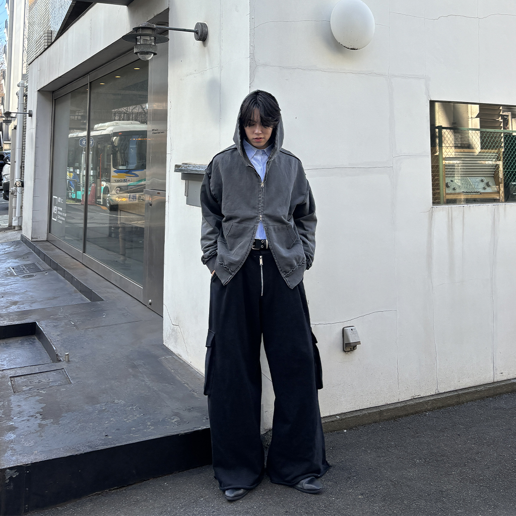 【極美品】歪 hizumi ダブルジップアップ ジャケット ブラック XL Alfred Alex】ダブルジップアップサイドライントラック