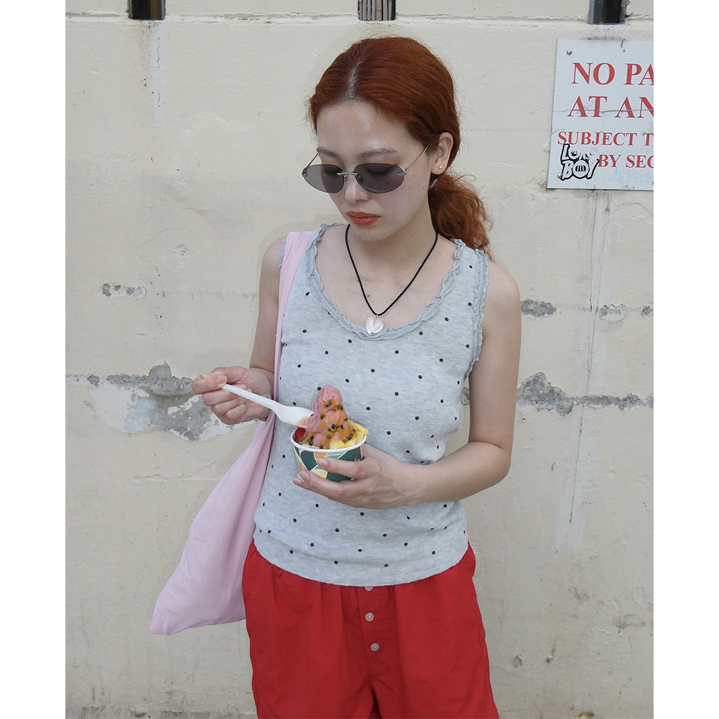 ピンク フリル タンクトップ 135cm ドットフリルタンクトップ | ファッション通販サイト NUGU