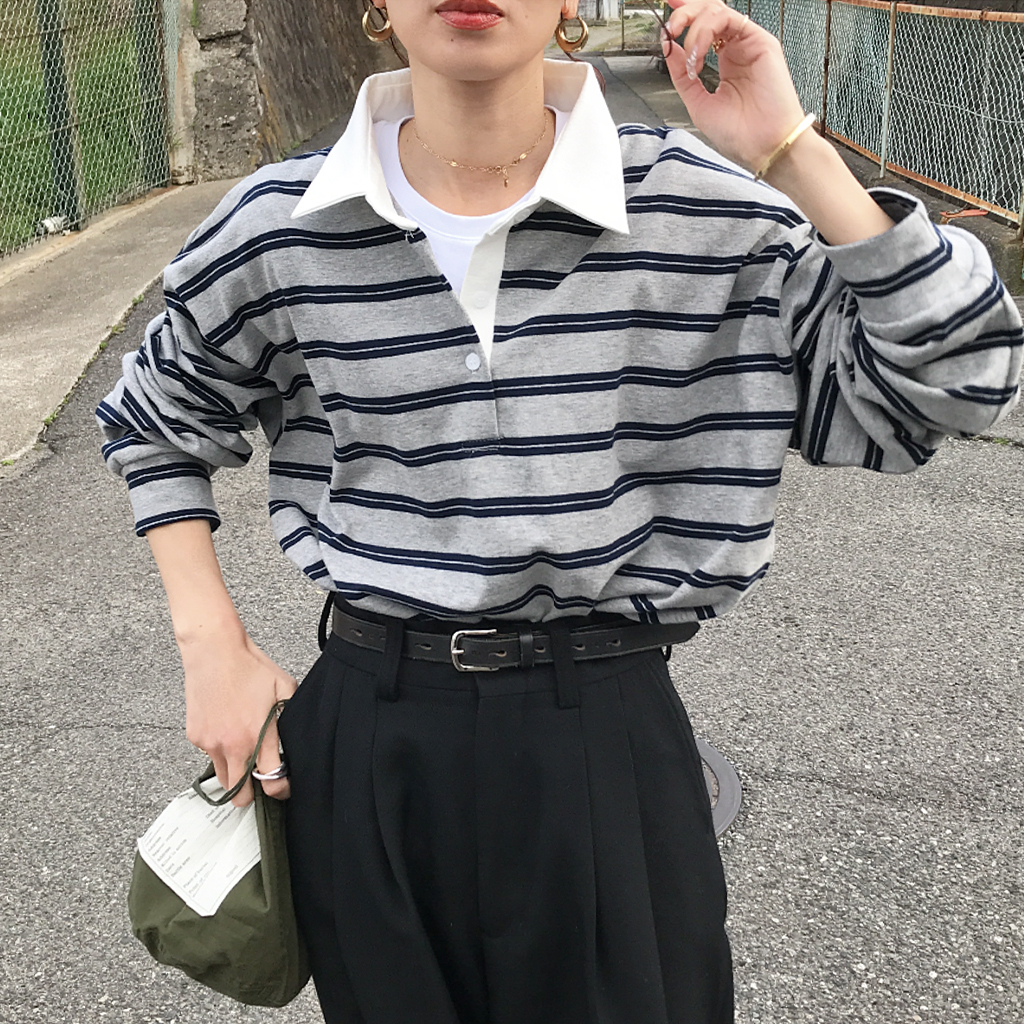 カラーボーダーロンT | ファッション通販サイト NUGU