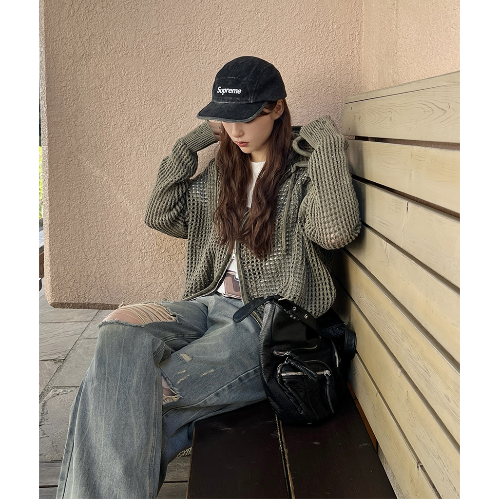 nugu ネットフードジップアップ メッシュパーカー メッシュフードジップアップ | ファッション通販サイト NUGU