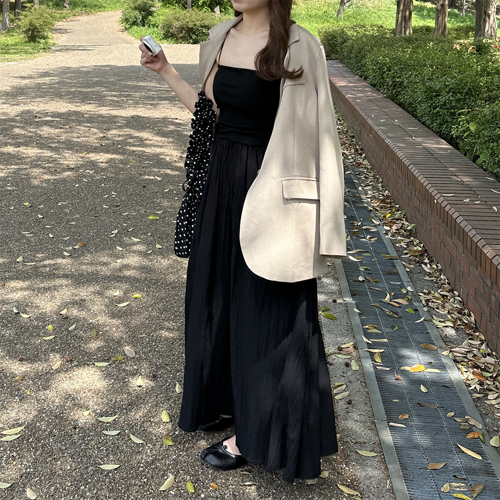 ebure】ウールサキソニー クロップドキャミレイヤードワンピース 38