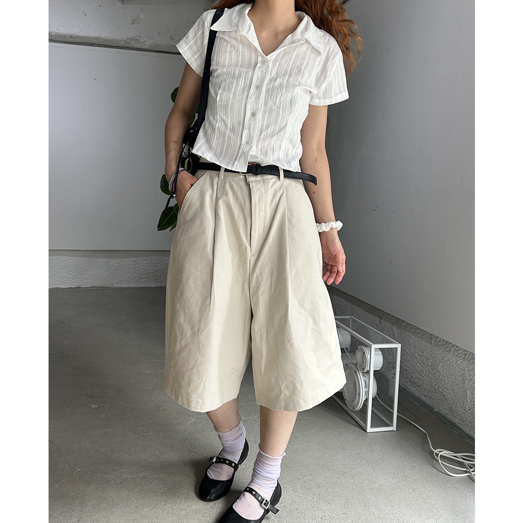 トップス lgb129 Vintage Rib Boatneck T-shirt With Lettuce Trim For Women | J