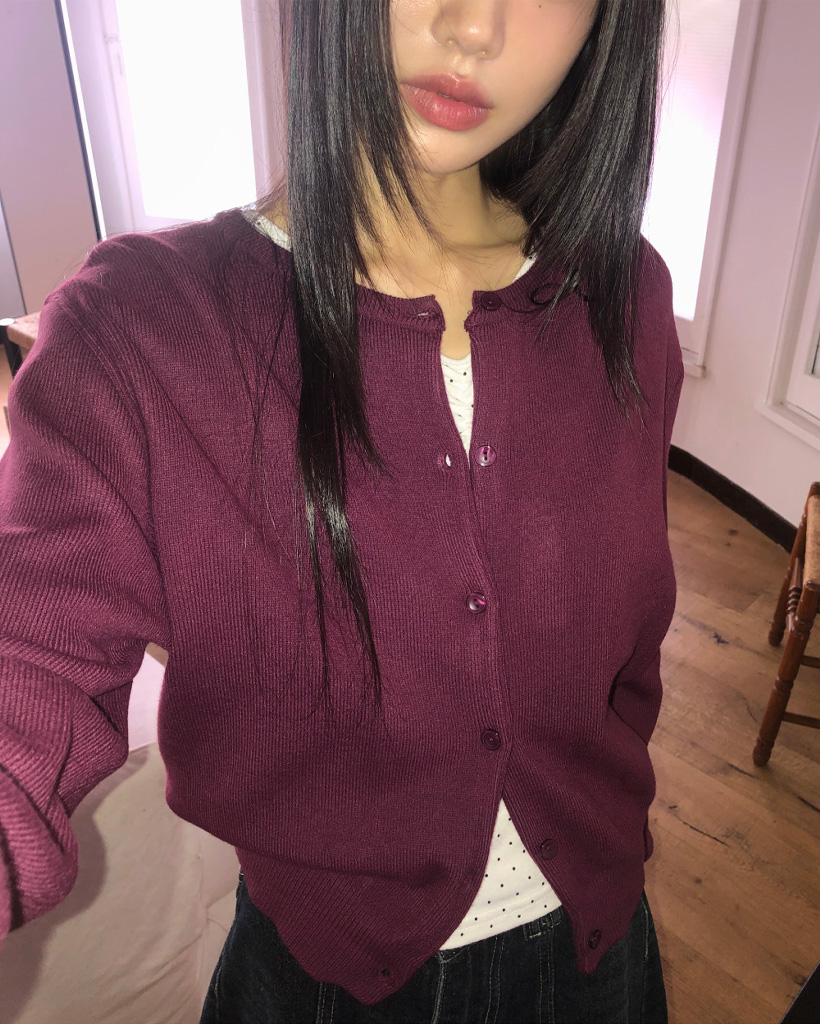 (14color) ベーシックルーズフィット長袖ニットカーディガン