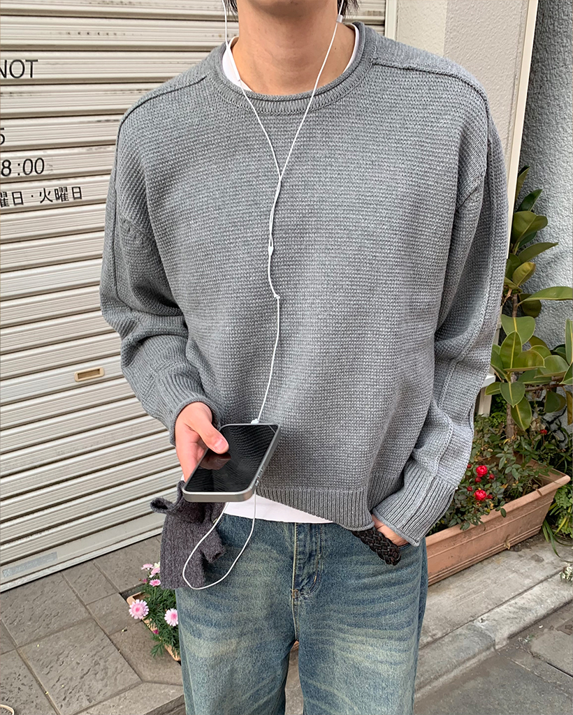 ワッフルクロップニット