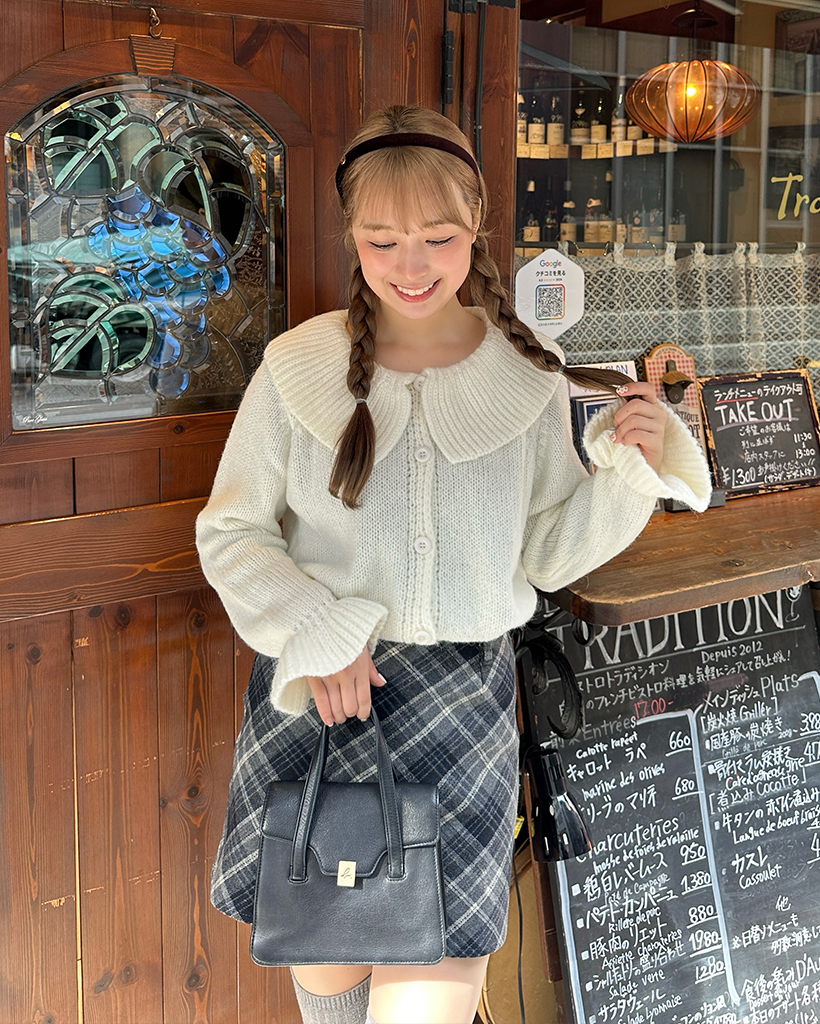 リブチューリップカーディガンニット