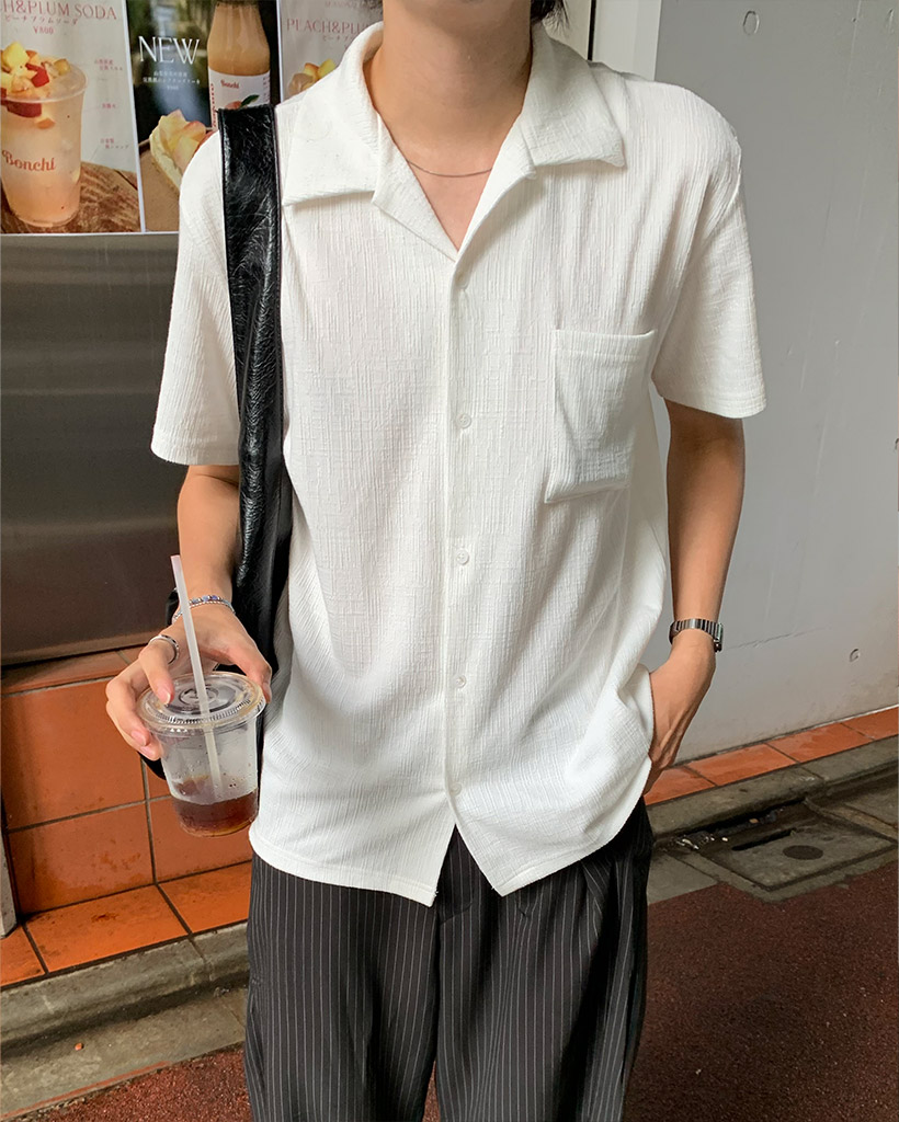 シンプル半袖カラーシャツ