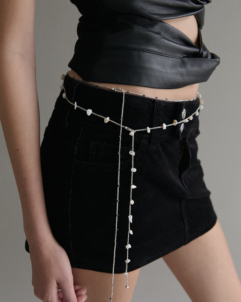 steel stone metallic crochet necklace & bodychain - silver