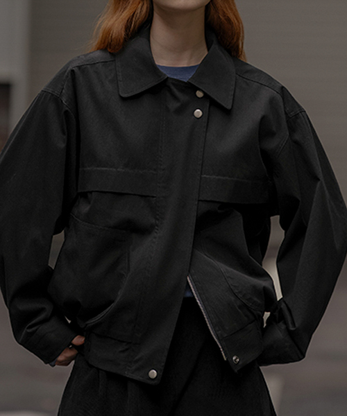 w) Vintage eco leather blouson_black | ファッション通販