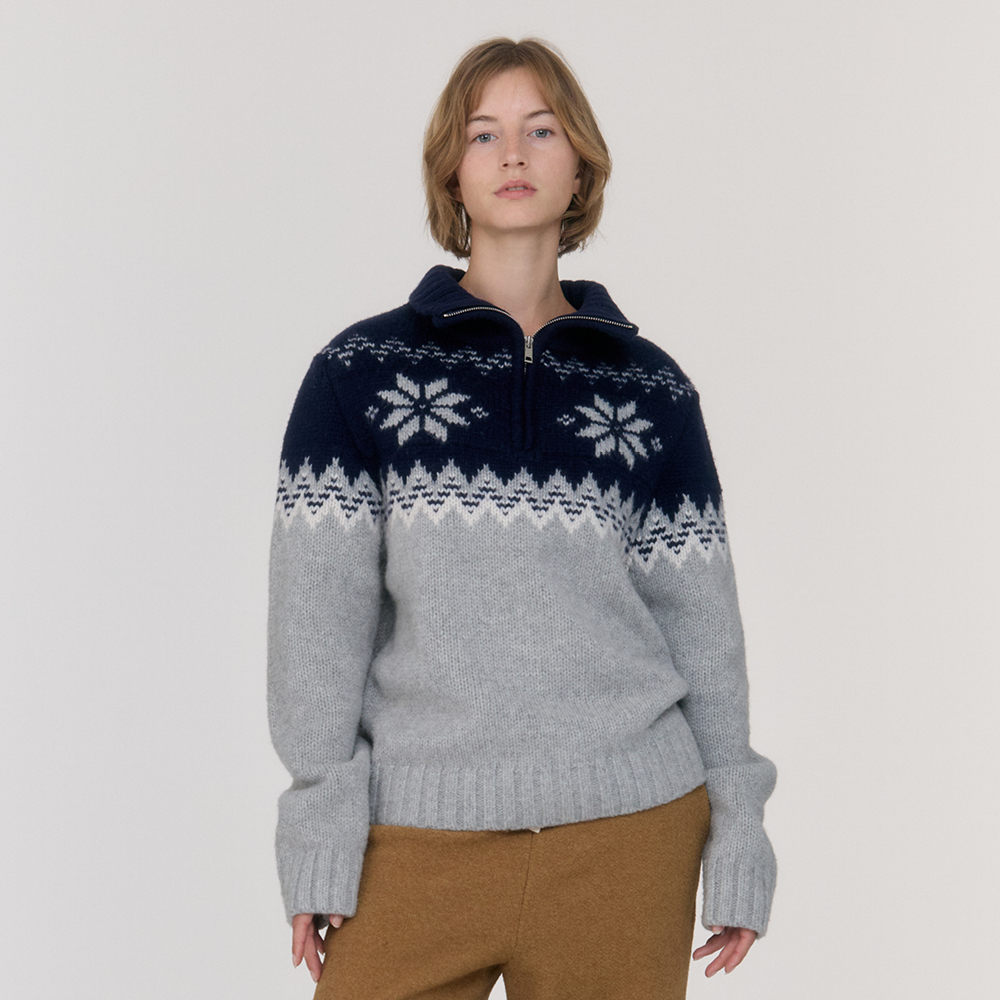 ★2025SS新作★ROLAROLA★VINTAGE FLOWER KNIT ZIP UP VINTAGE FLOWER KNIT ZIP UP GRAY | ファッション通販サイト NUGU