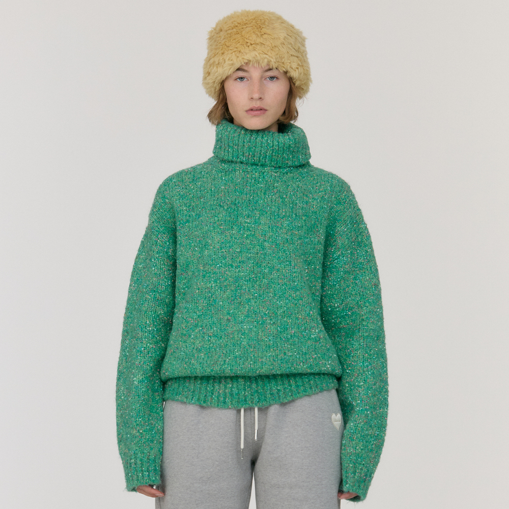 W) Dublin Unbalanced Cashmere Blend Knit - Olive Khaki