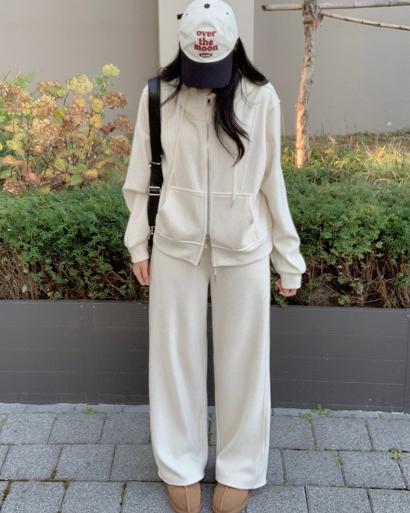 裏起毛ジップアップパーカースウェットセットアップ (2 color