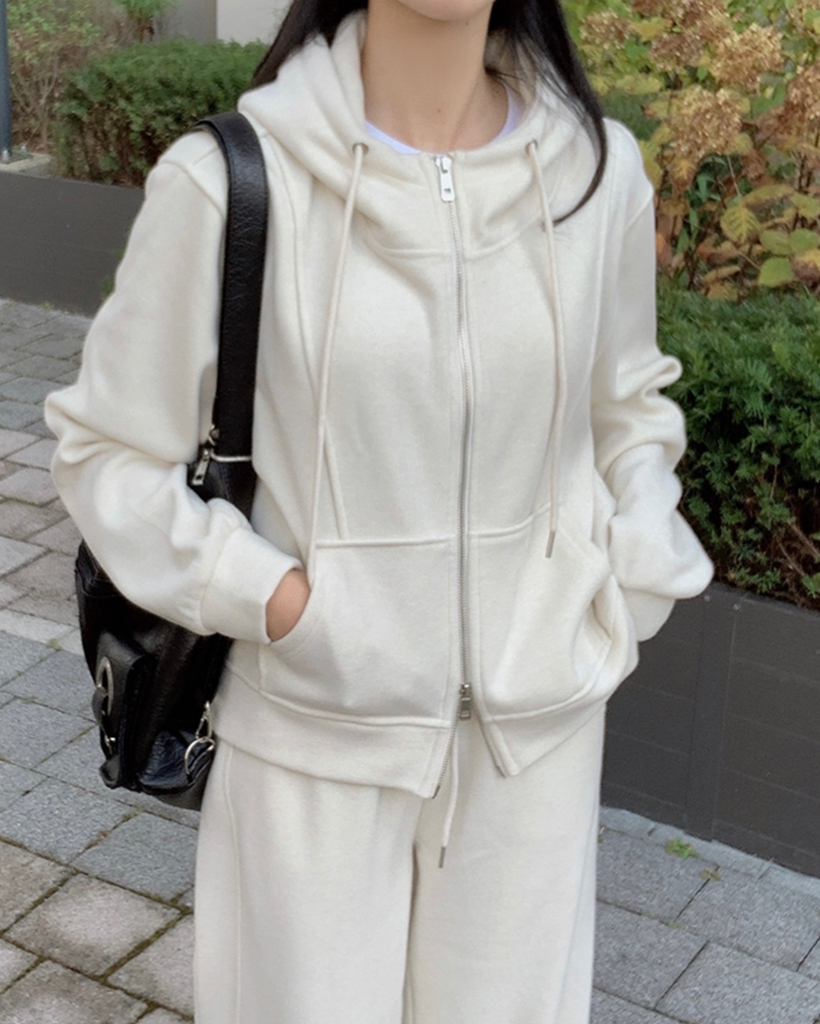 裏起毛ジップアップパーカースウェットセットアップ (2 color