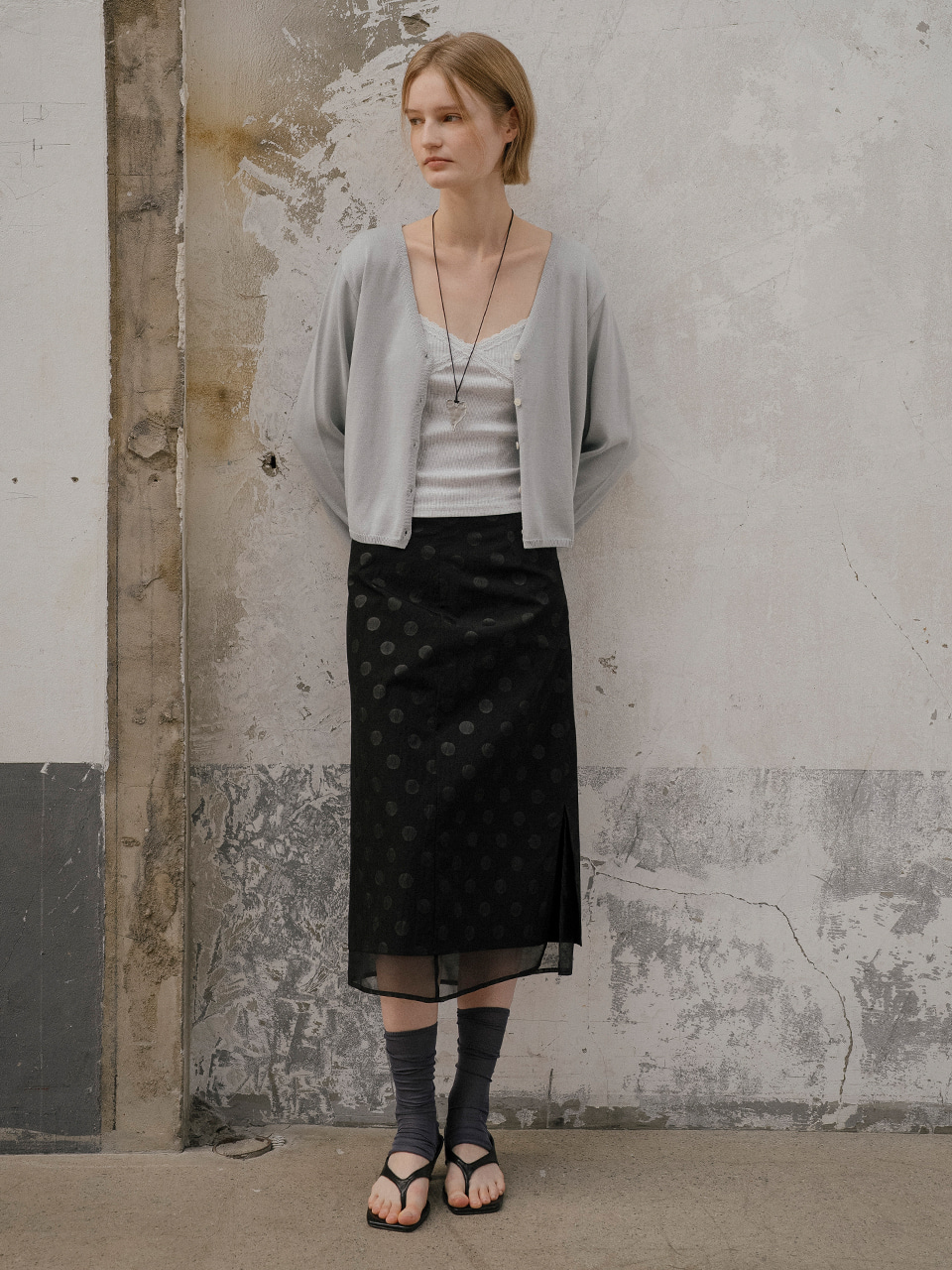 Dot midi skirt [TISP06SK02]_Black