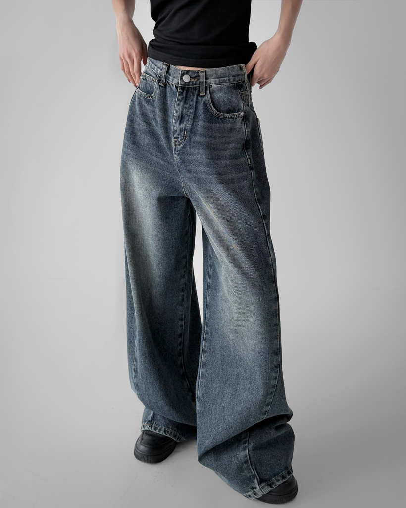 (選べる着丈 / 6color) オーバーロックワイドデニムパンツ