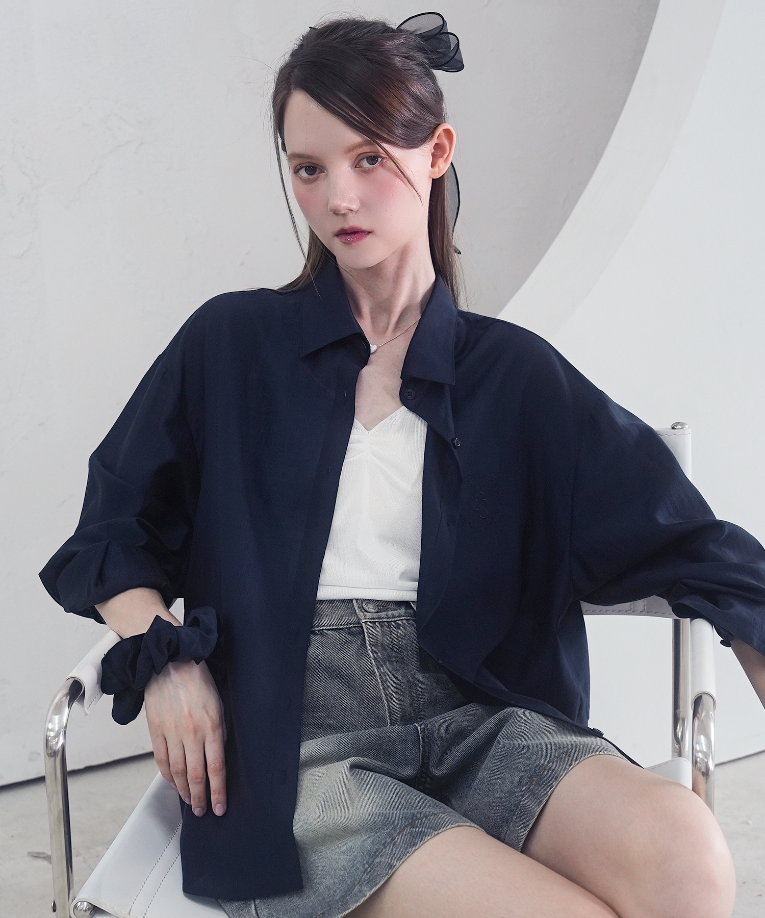 Eclat See-Through Classic Shirt BLACK | ファッション通販サイト NUGU