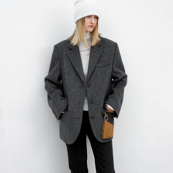 (JK-3055)WOOL TWILL SINGLE BUTTON JACKET