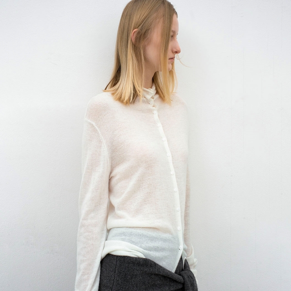 (CD-2246)SHEER ALPACA HIGHNECK 2WAY CARDIGAN