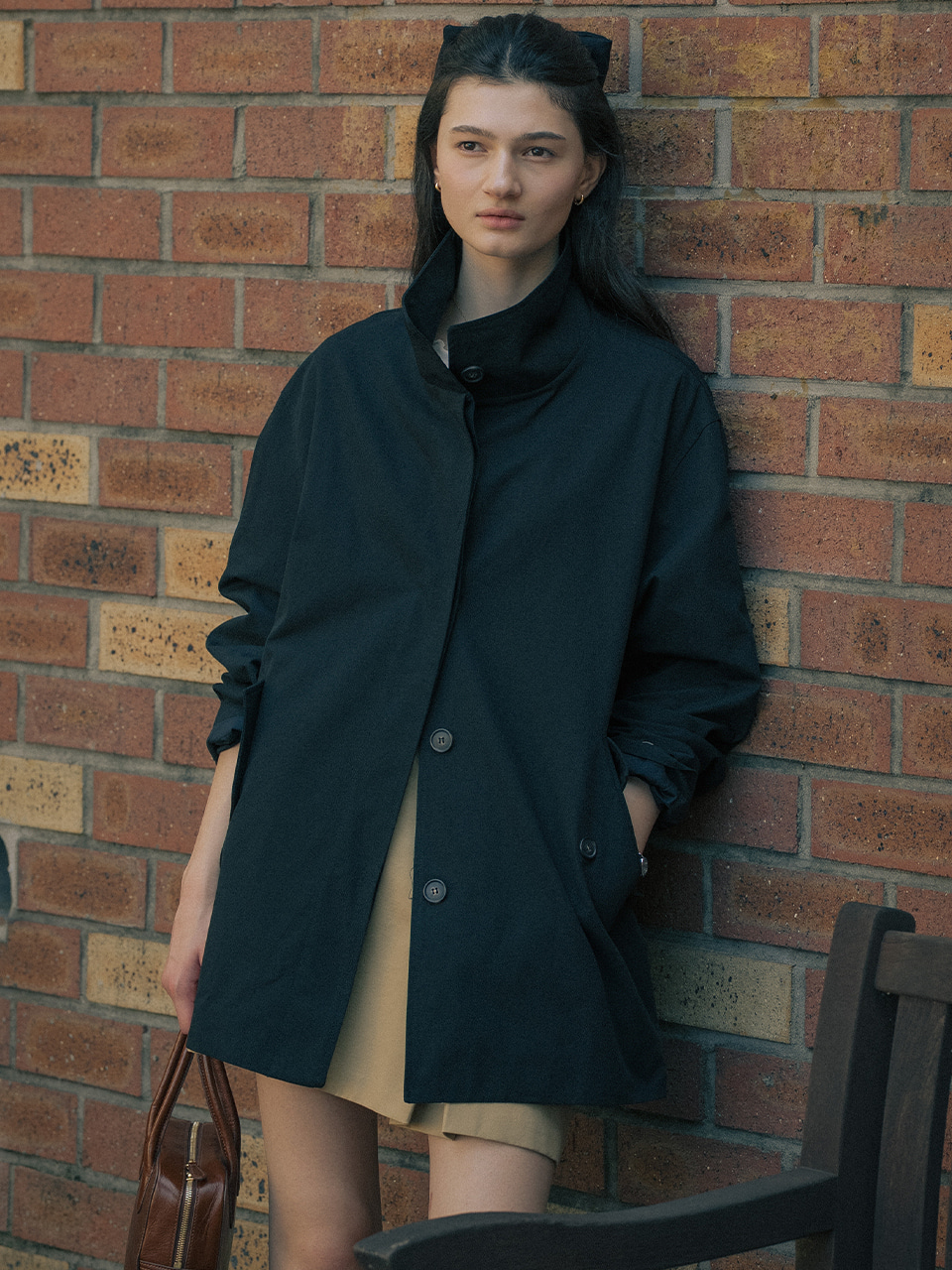 High neck trench coat TIFA01CT03_Black