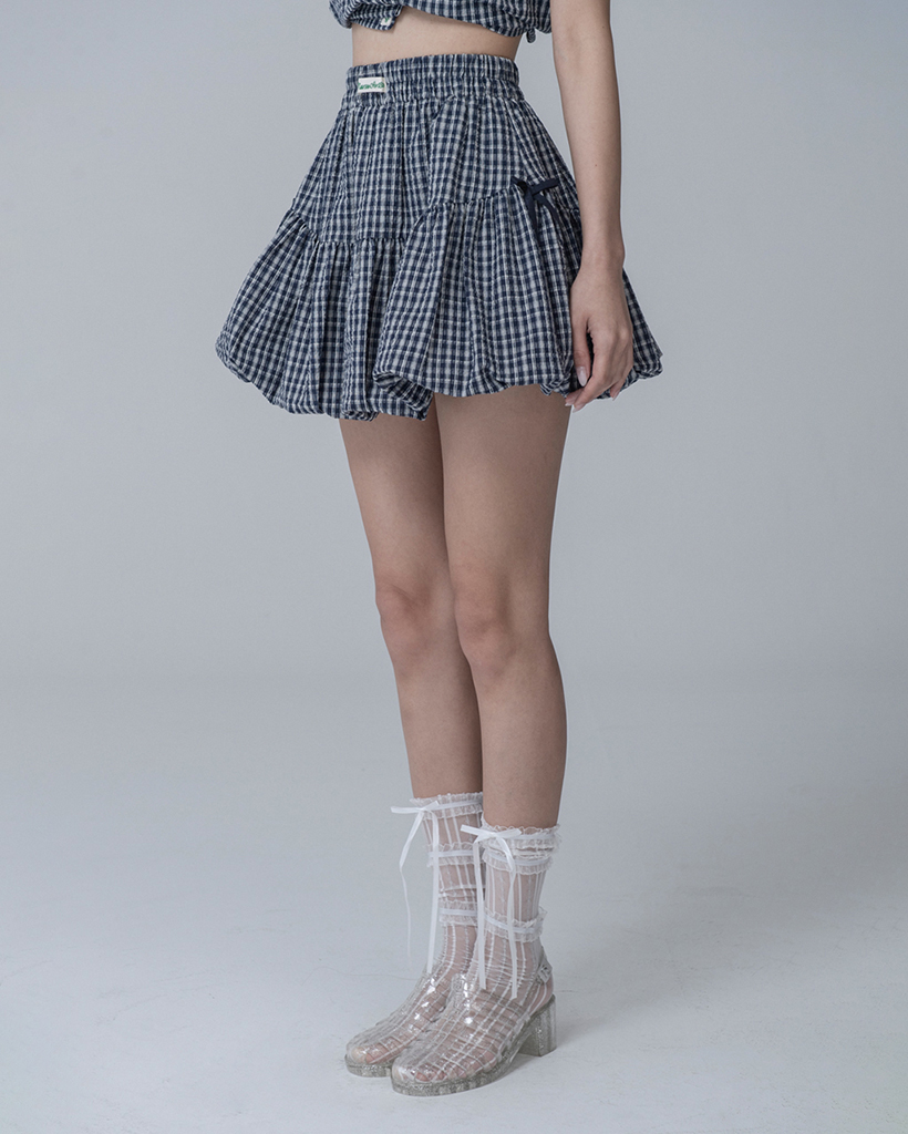 ★lalafox★UNBALANCE WRAP CHECK SKIRT★Purple★韓国★大人気 LALAFOX | LALAFOX CHECK PATTERN ITEM ❤ Now Available at