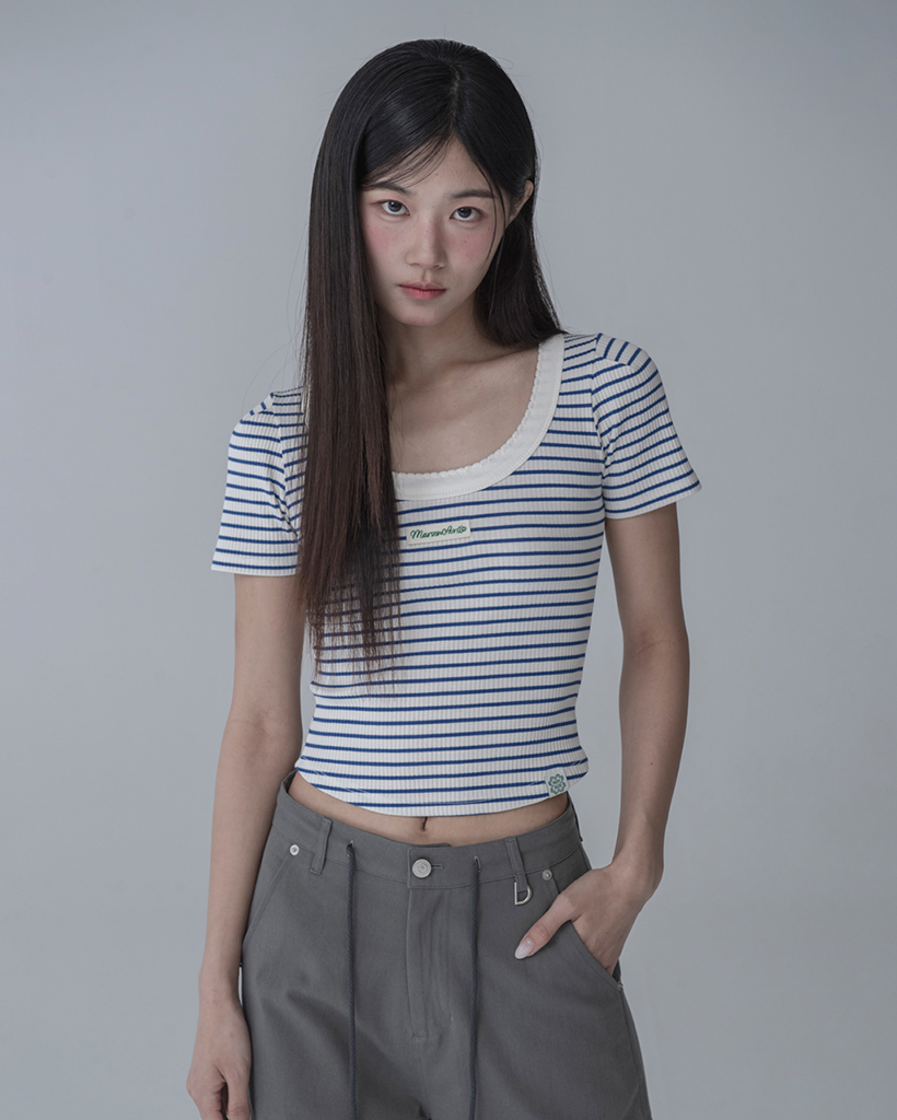 送料・関税込 ●ILLIGO●25SS ONE SHOULDER STUD STRIPE TOP One Shoulder Stud Stripe Top Black Ivory | ファッション通販
