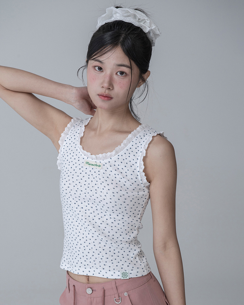 PETAL JACQUARD COTTON LACE SLEEVELESS_WHITE | ファッション