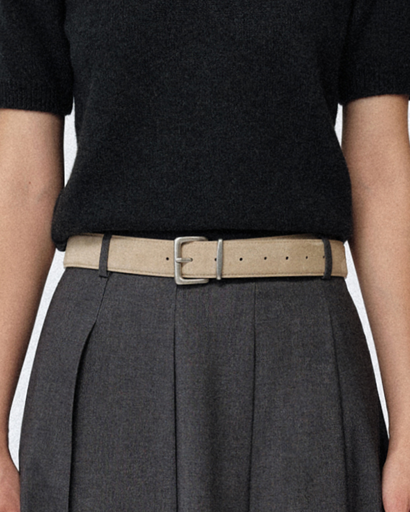 [KEI x For Your Eyes Only] Vine Leather Belt (Suede Beige)