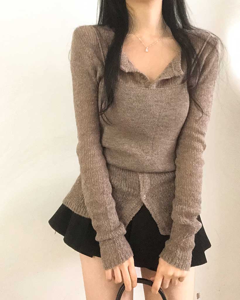 (3color/set)スイッチウールニット&ビスチェセット