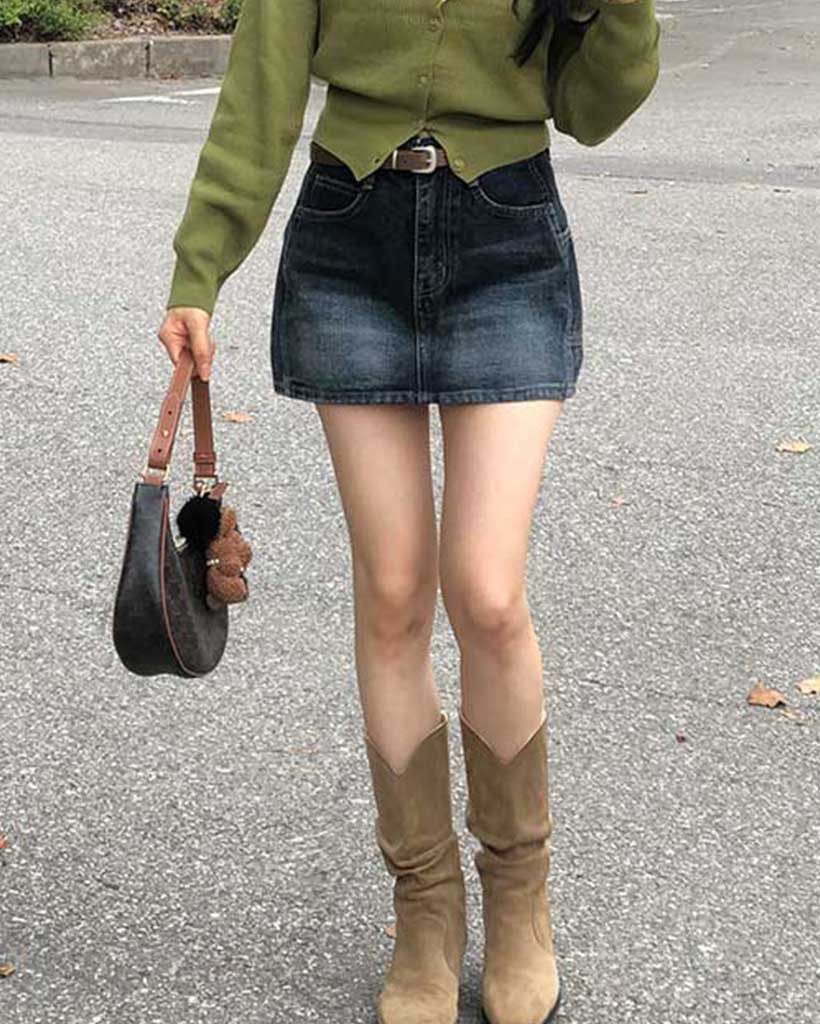 (3color)デニムポケットスカート