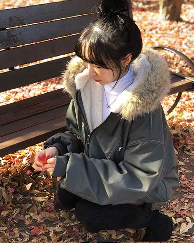 ステッチファーフードパーカー