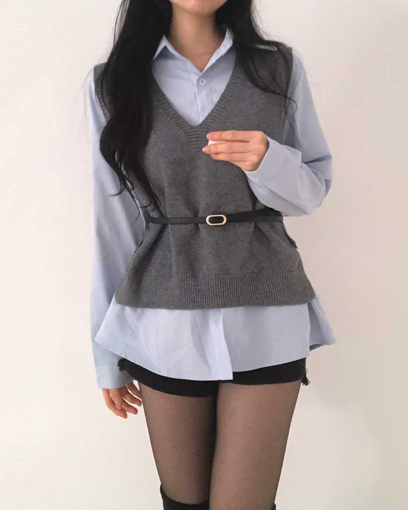 (set)(3color)シャツ&ベスト&ベルトセット