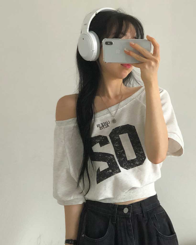 セミクロップドレタリングオフ半袖Tシャツ | ファッション通販