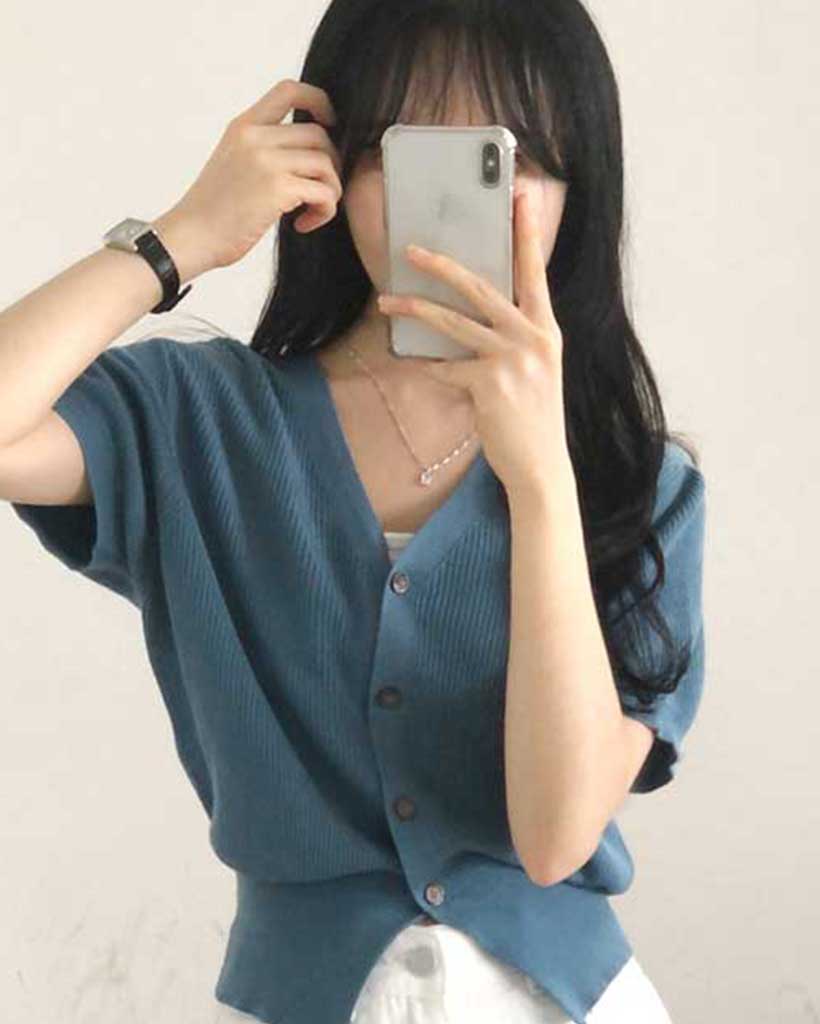 Andwang Puff sleeve cardigan カーディガン 半袖 andwang Puff sleeve