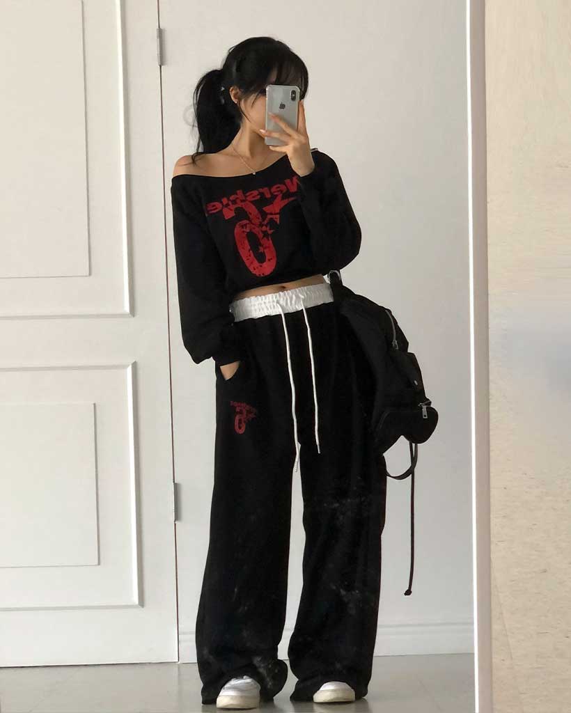 セットアップ]スウェットシャツ＋トレーニングパンツセット