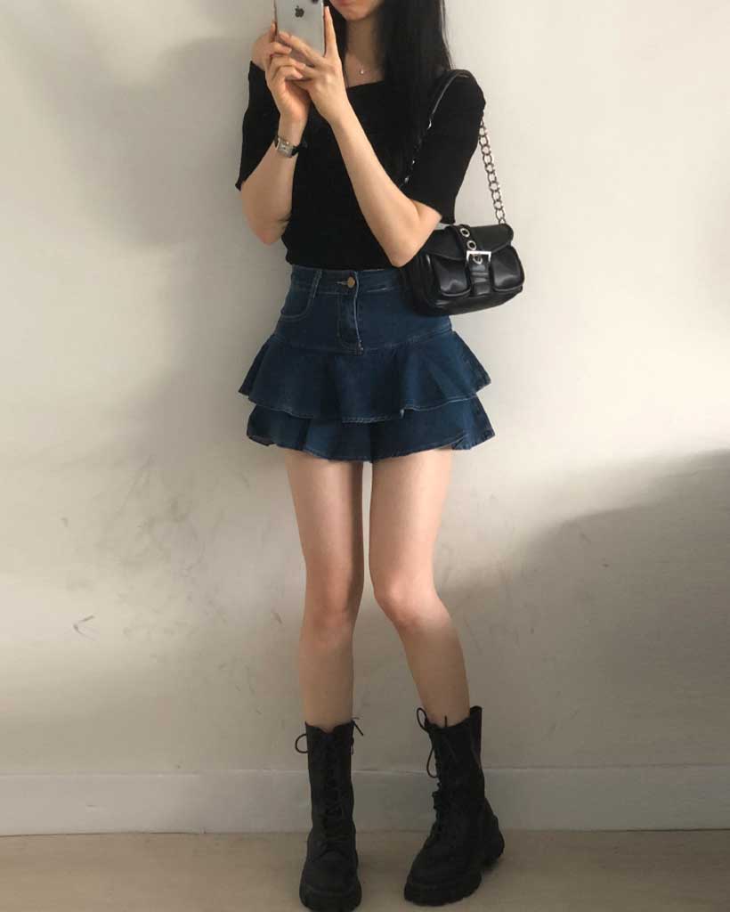 フレアデニムミニスカート | ファッション通販サイト NUGU
