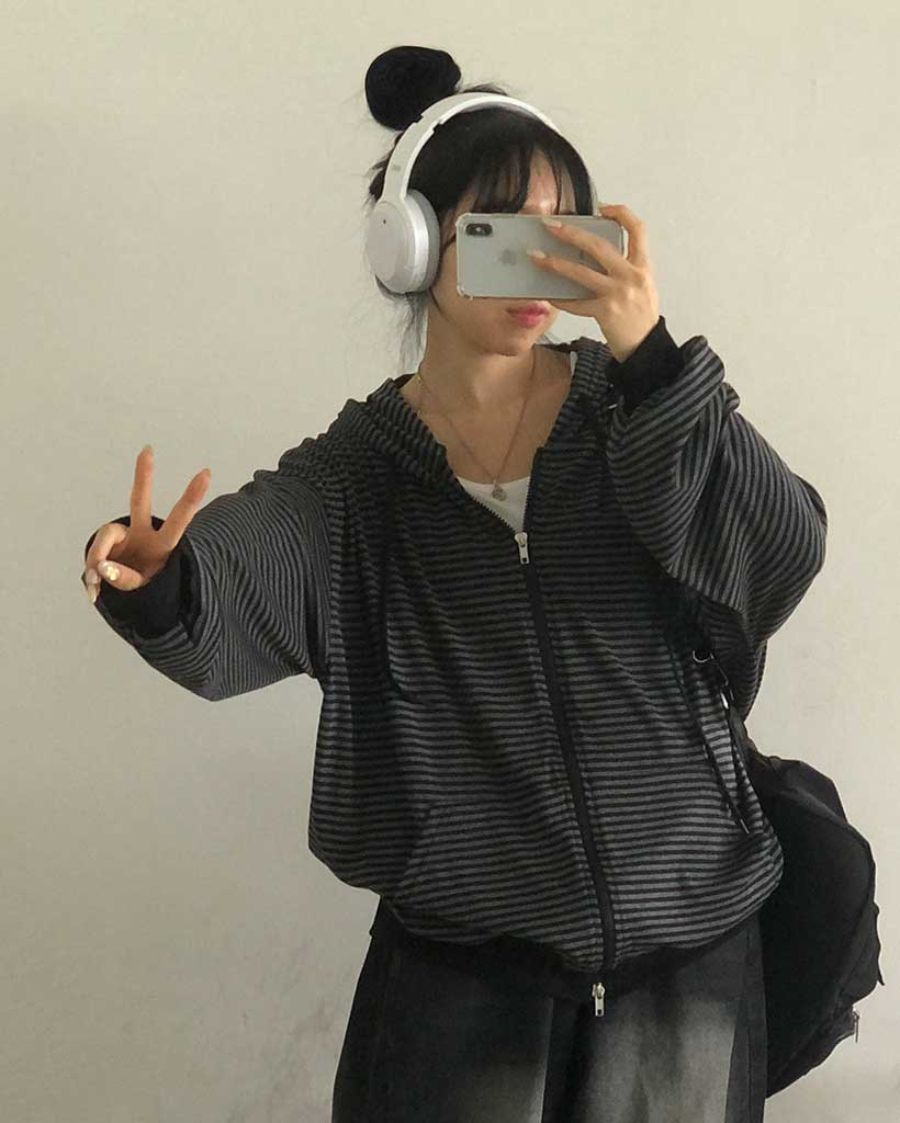 unisex]ストライプオーバーサイズボーダーパーカー | ファッション通販