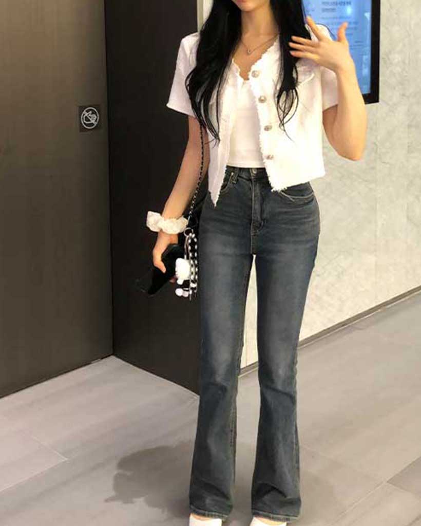 ⭐︎極美品⭐︎T-JACKET サマーツイード　M ネイビー タッセルサマー半袖ツイードジャケット | ファッション通販