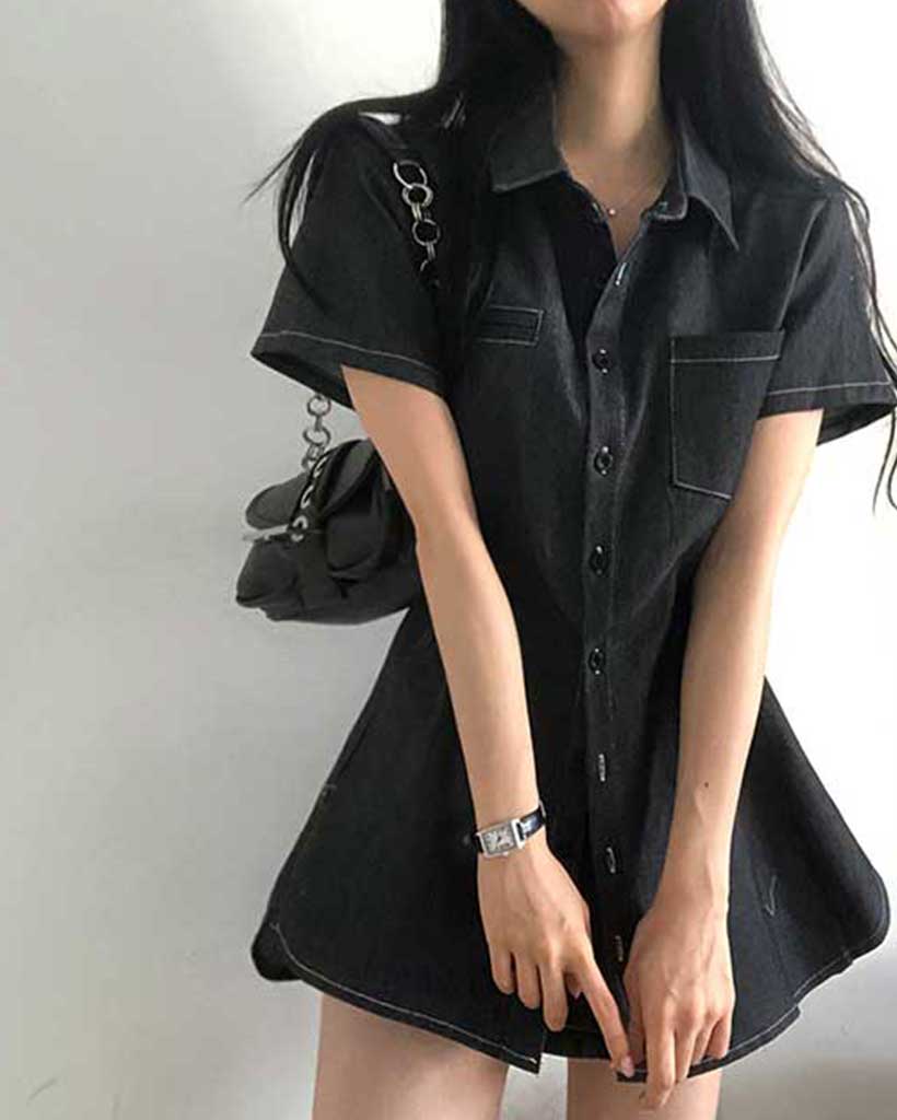 2ピース]ボタンポケット半袖シャツ＋スカートセット