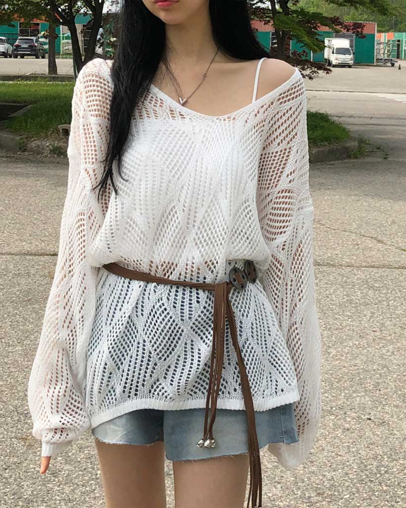 SET]ネットニット＋キャミソール＋ベルトセット | ファッション