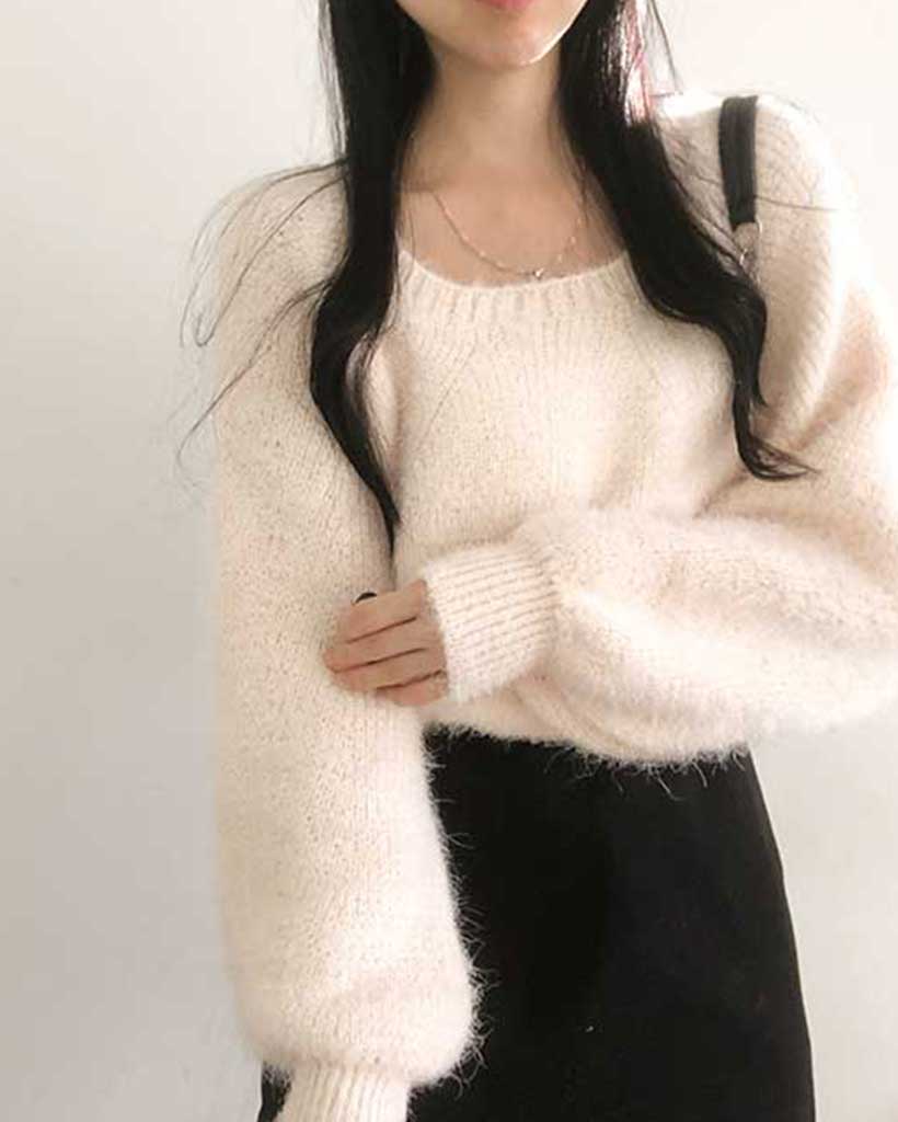 ベーシックスクエアネックニット