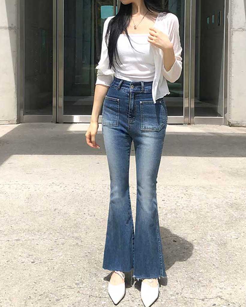 YANUK ガリャルダガランテ別注 ブーツカットデニムパンツ カットオフ 23 YANUK ガリャルダガランテ別注 ブーツカットデニムパンツ カット