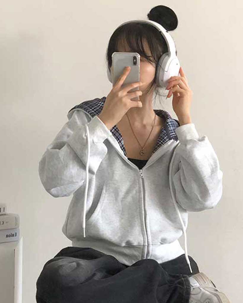 [5color]チェックバイカラーパーカー