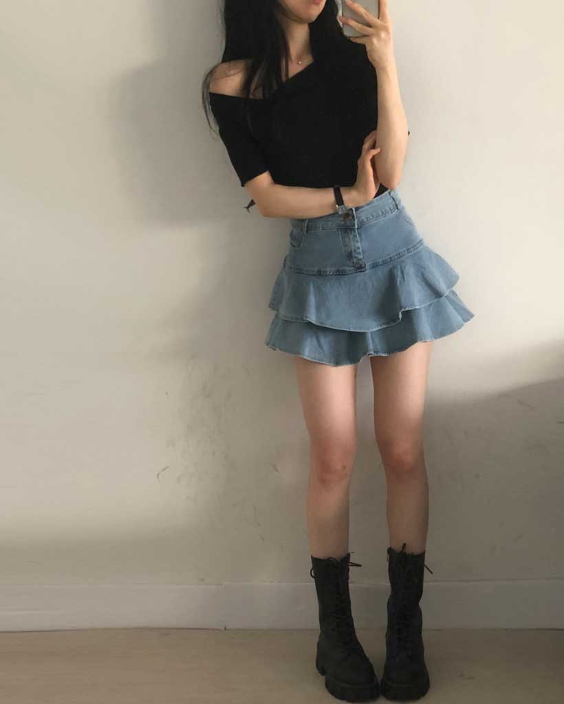 フレアデニムミニスカート | ファッション通販サイト NUGU