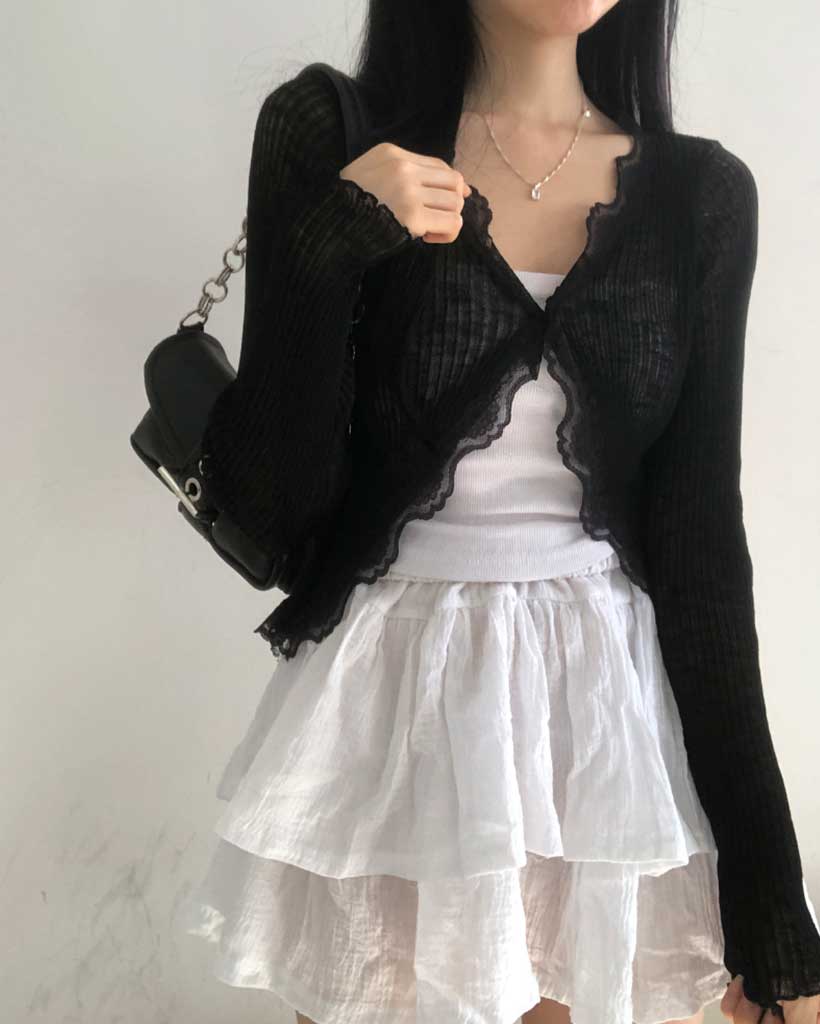 リネンフリルレースボレロカーディガン | ファッション通販